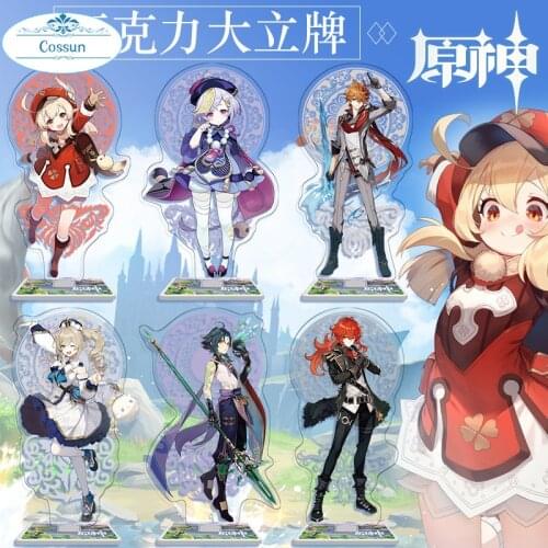 Anime Game Genshin Impact Zhongli mona Character Acrylic Figure Stand Model Plate Desk Decor Barbara Jean Lisa figure Standing