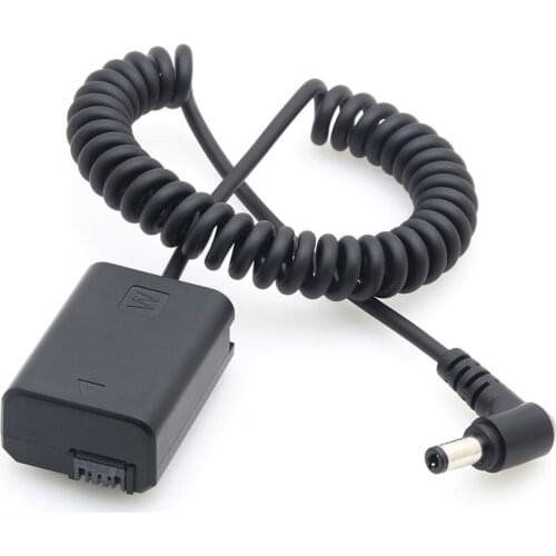 NP-FW50 Dummy Battery Pack Coupler Adapter with DC Male Connector Power Coiled Cable for Sony A7 Mark II A6300 A6000 Monitors