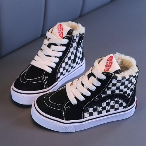 Canvas Childrens Shoes High Top Warm Childrens Sneakers Lace Up Casual Shoes for Girl Boy Comfortable Kids Flats Tenis Infanti