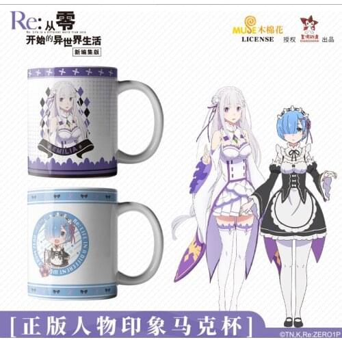 Re.0 Anime Emilia Rem coffee Mugs Heat Temperature Sensitive Mug Color Changing Cartoon Anime Coffee Mugs Gift