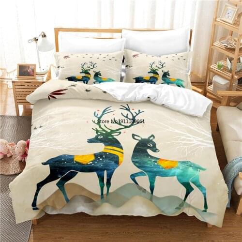 Elk Bedding Set Duvet Cover Set Cartoon 3d Bedding Digital Printing Bed Linen Queen Size Bedding Set Childrens Bedroom Decor