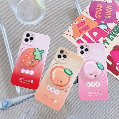 Summer Sweet Peach Fruit Cute Phone Case For iPhone12 11 Pro Max X XR XS 6 7 8 Plus SE 2020 6S Pink Girl Relive Stress Cover