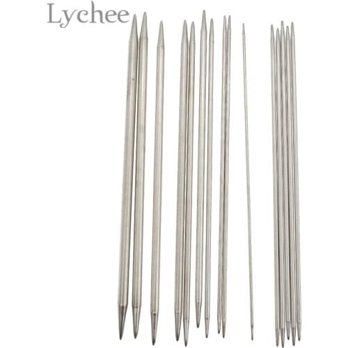 Lychee Life 55pcs Double Pointed Knitting Needles Stainless Steel Sewing Needles DIY Sewing Tools Supplies