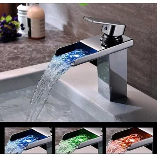 The waterfall faucet copper cold and hot water tap LDE lamp cold faucet basin faucet washbasin faucet