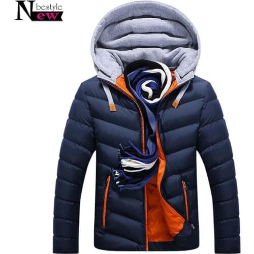 Men Winter Jacket Men Clothes 2019 Hat Detachable Warm Coat Cotton-Padded Parka Men Winter Jackets and Coats Hooded Collar Parka