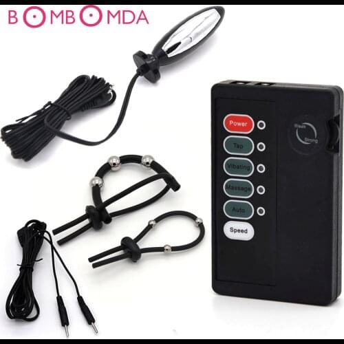 Man Electro Shock Cock Ring Accessory Treatment Massage Penis Ring Anal Plug For Men Electric Sex Medical Themed Toys Erotic Toy