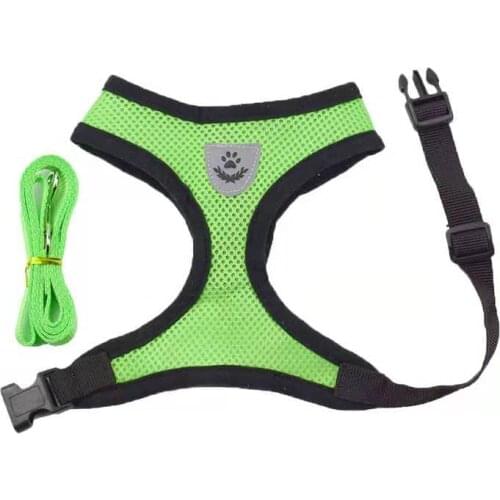 Small Medium Pets Soft Breathable Air Mesh Reflective Bands Safe Comfortable Dog Harness with 1.2m Leash