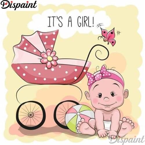 Dispaint Full Square/Round Drill 5D DIY Diamond Painting "Baby carriage scenery" 3D Embroidery Cross Stitch 5D Home Decor A12589