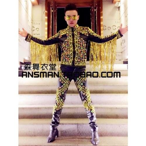 S-5xl ! 2020 Mens New Fashion Personality Court Locomotive Jacket Coat Singer Costumes Stage Plus Size Performance Clothing