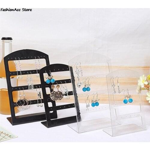 2021 New Portable 24 Holes Earrings Ear Studs Plastic Display Stand Rack Holder (Black) Jewelry Organizer Box Packaging Display