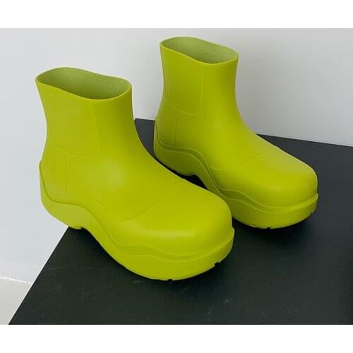 New Brand Women Rain Boots Rubber Ladies Walking Waterproof Ankle Rainboots Casual Thick Bottom Short Boot Autumn Sweet Colors