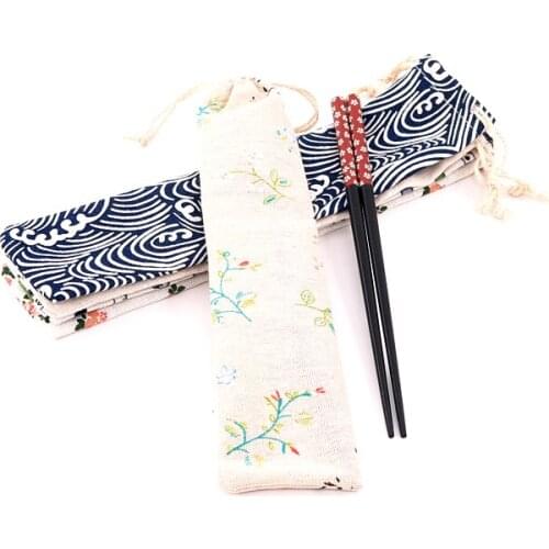 Portable Tableware Bag Chopsticks Spoon Bag Cloth and Wind Cutlery Storage Bag Tie Line Cutlery Bag Chopsticks Set Straw Pouch
