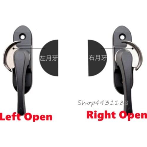 Pitch-row60mm Aluminum Window Left / Right Hand Zinc Alloy Locking Handles Grips Solid Window Handle Door and Window Lock+Screws
