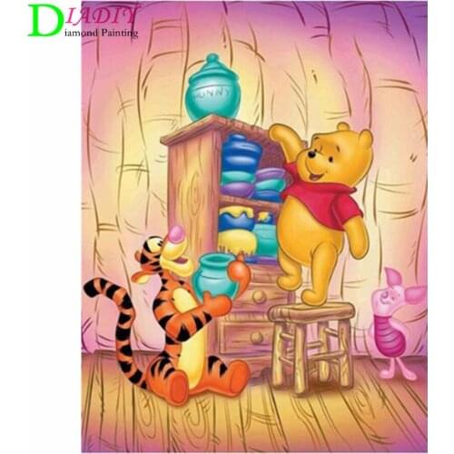 Full Square/Round Diamond 5D DIY Diamond Painting Kits "Winnie the Pooh family" 3D Embroidery Cross-stitch Mosaic Art Home Decor