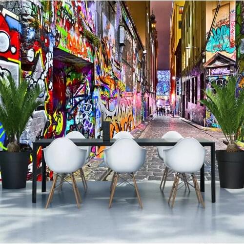 Dropship Custom 3D Photo Wallpaper Murals Street Graffiti Personality Art Wall Painting 3d Wallpaper Living Room Brick Wallpaper