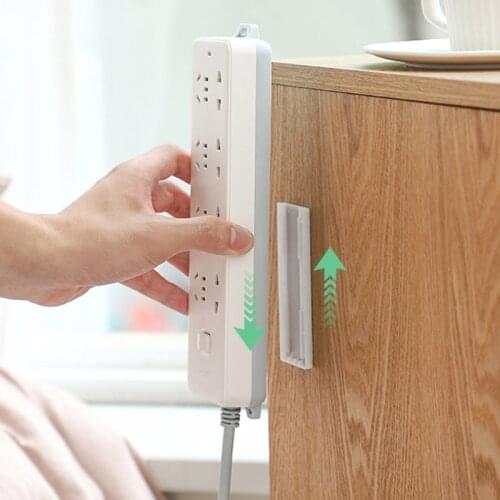 Self-Adhesive Power Strip Holder Fixator Wall Mounted Plug-In Socket Fixer Bracket Stand Punch-Free Cable Organizer