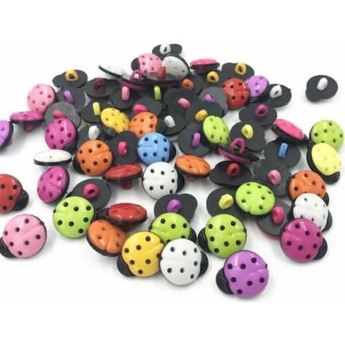 DIY 100pcs ladybug shape Mix color Fit Sewing craft Resin buttons decoration 15mm