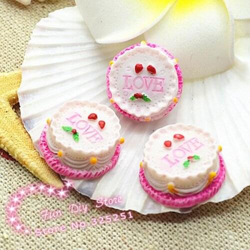Cute resin imitation cake love Cabochon Flat back decoration 50pcs/lot 17mm