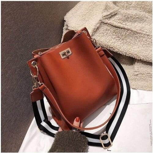 Bags of Women 2021 New PU Leather New Fashion Large Capacity Female Bag Shoulder Bag Messenger Bucket Bag Cross Body Bag Woman