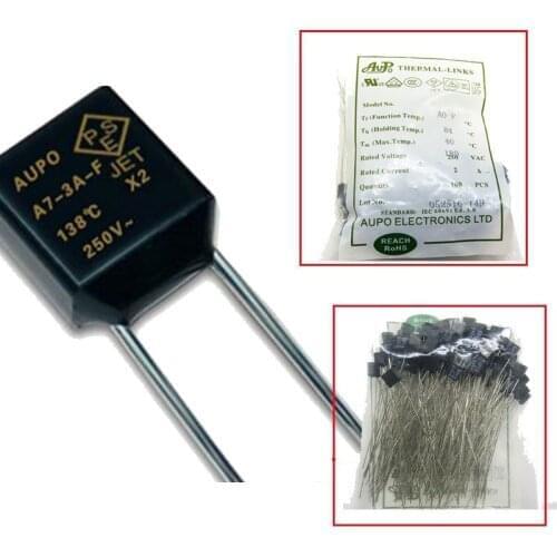 Black Square 1A 2A 3A 5A 250V Thermal Fuse Cutoff 84 102 115 125 130 135 145 150 C Degree LED Fuses Temperature Switches Control