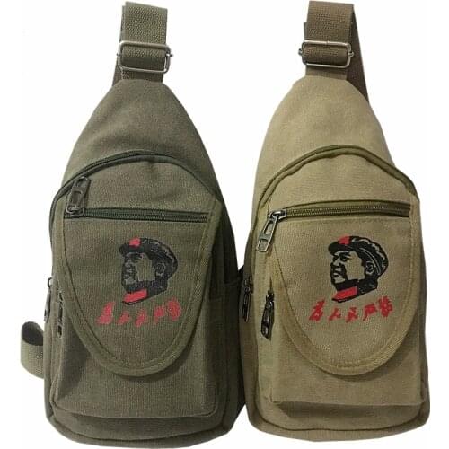 Chinese Traditonal men one shoulder messenger tool bag Serving the people canvas single bag nostalgic army messenger Bag
