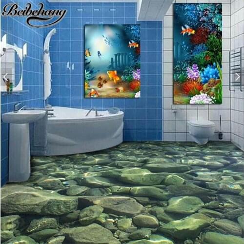 Beibehang Custom waterproof painting 3D self-adhesive cobblestone bathroom three-dimensional floor paste decorative painting