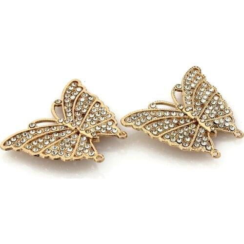 2pcs Metal Rhinestone Butterfly Shape Buckle Shoes Clip Clasp for Handbag Bag Garments Hardware Closure Bag Parts Accessories