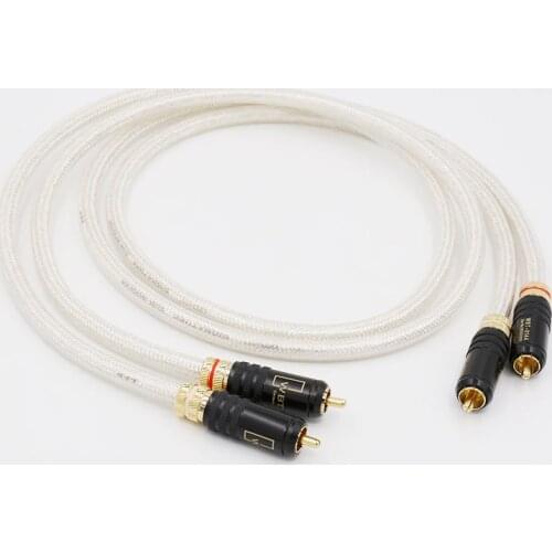 1 pair Hifi Gold Plated RCA plugs Signature OFC Silver-Plated Interconnect Cable