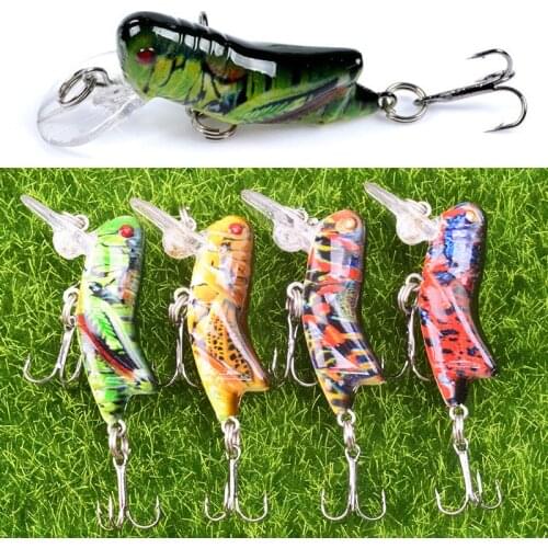 1Pcs 45mm 3.5g Grasshopper insects Fishing Lures Flying Wobbler Lure hard bait Lifelike Artificial baits Bass Swimbait Pesca