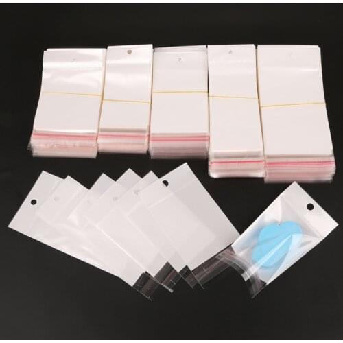 100pcs/pack Size 6x14cm/7x14cm/8x14cm/6x17.5cm White/Clear Self-Adhesive Plastic Storage Bag For Jewelry Packaging Gift Bag