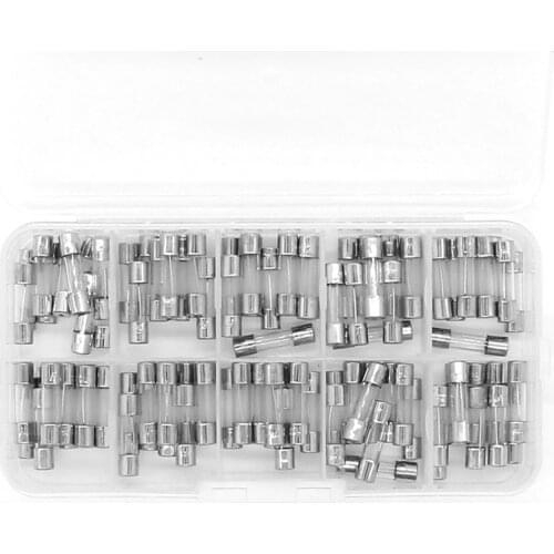100Pcs/Set Assorted 5x20mm Quick Blow Glass Tube Fuses Assorted Kits 0.25/0.3/0.5/0.75/1/2/3/4/5/6A Fuse