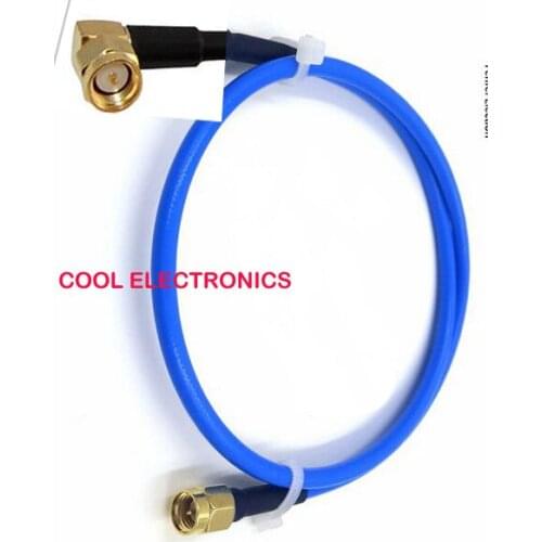 2pcs Right Angle SMA Male to SMA Plug Adapter Connector RG141 RF Cable 30cm