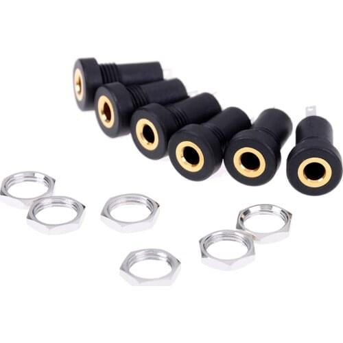 2Pcs/lot 3.5MM Audio Jack Socket 3 Pole Black Stereo Solder Panel Mount With Nuts Connector Black