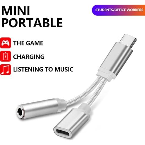 2 in 1 Type C to 3.5mm AUX Audio Jack Charger Adapter Headphone Cable For Samsung Xiaomi Huawei Earphone Jack Adapter Splitter