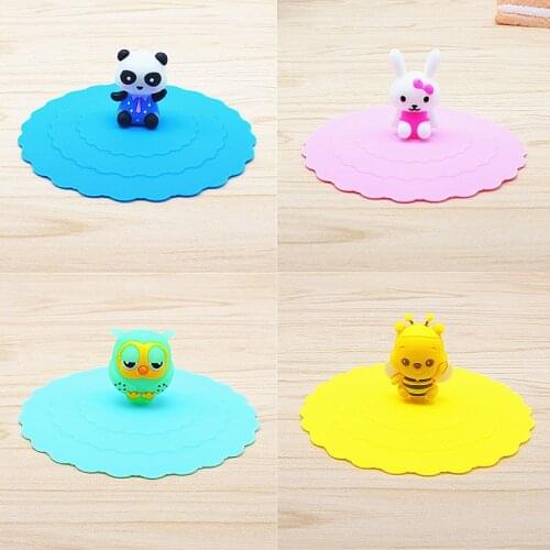 2021 Cute Silicone Water Drinking Cup Lid Anti-dust Bowl Cover Cup Seals Glass Mugs Cap Heat Resistant Tea Cup Lids