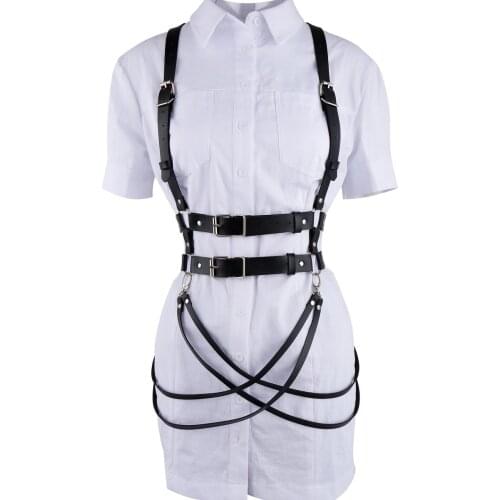 2021 Women Sexy Garters Leather Women Body Bondage Cage Sculpting Harness Waist Belt Straps Suspenders Belt For Female