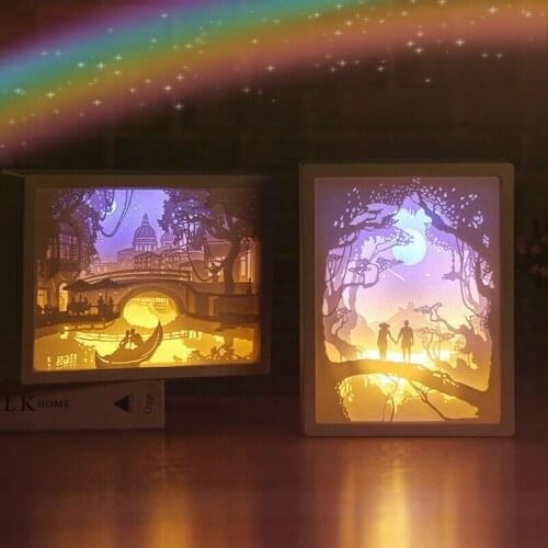 3D Paper Carving Light Novelty Night Light Creative Simple Night Lamp LED Gift For Home Atmosphere Lamp Halloween Decor Lamp