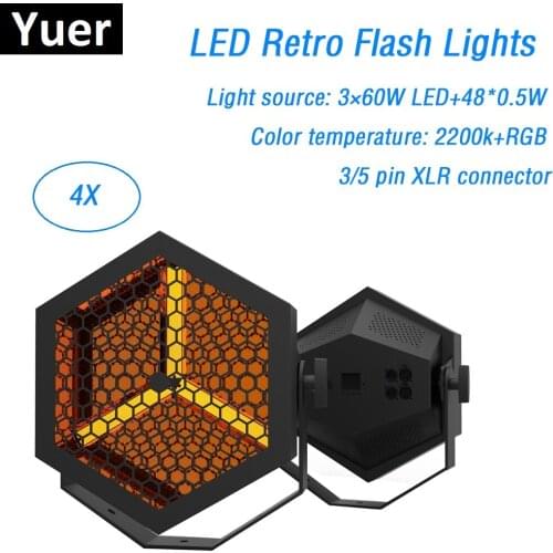 4 Unit LED Retro Flash Lights 3X60W + 48X0.5W RGB 3IN1 LED Flat Par Lights Dj Wash Stage Effect Lights For Disco Laser Projector