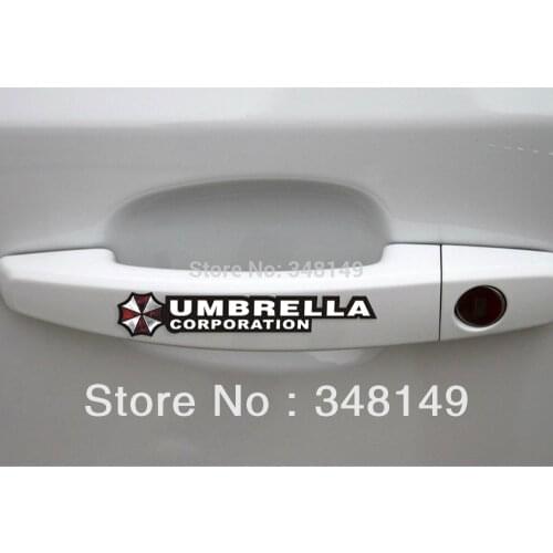 4 X Umbrella Corporation Car Door Handle Sticker and Decal for Toyota Ford Focus Chevrolet Cruze Volkswagen Kia Opel Polo Golf