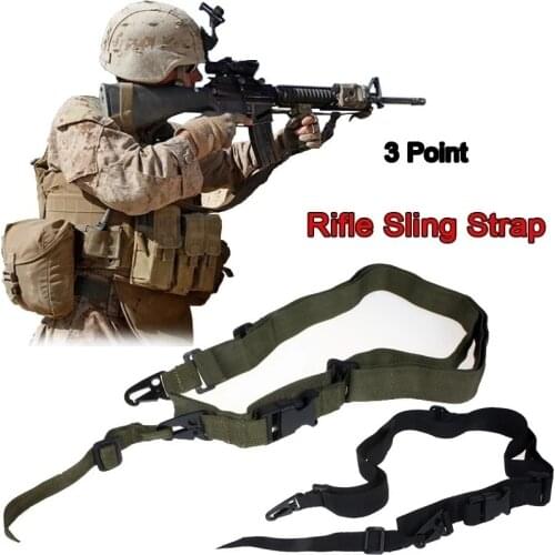 5pc Durable Tactical 3 Point Rifle Sling Adjustable Bungee Sling Swivels Airsoft Hunting Gun Strap