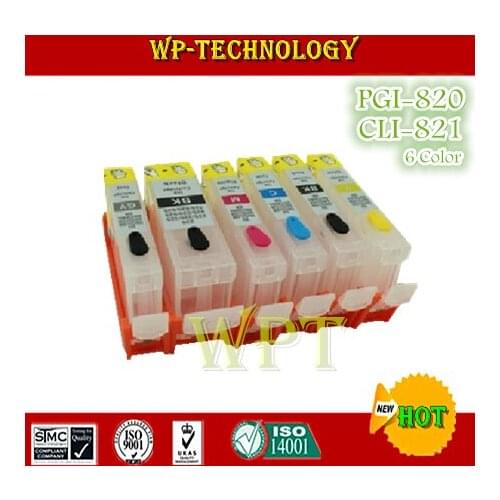 6 color Empty Refillable ink cartridge suit for PGI820 CLI821 ,suit for iP3680 4680 4760 MP545 558 568 628 MX868 MP996 988