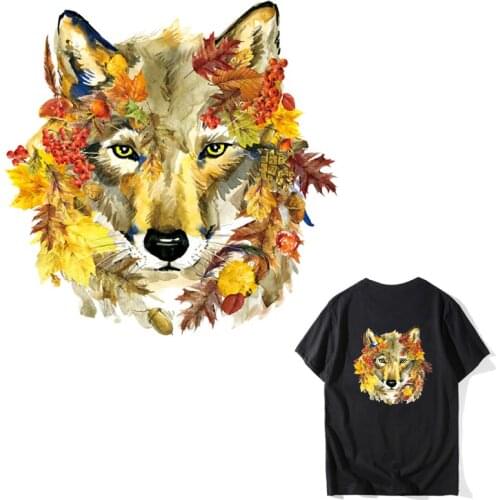 COSBILL Watercolor Wolf Iron On Patches Diy A-level Washable Sticker On Clothes New Design Animal Decoration Appliqued Y-159