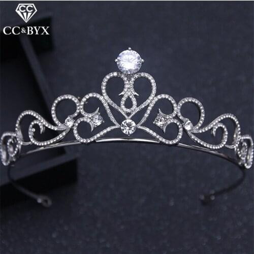 CC Tiaras And Crwons Hairbands Sweet Princess Engagement Wedding Hair Accessories For Bridal Jewelry Heart Shape Simple XY131