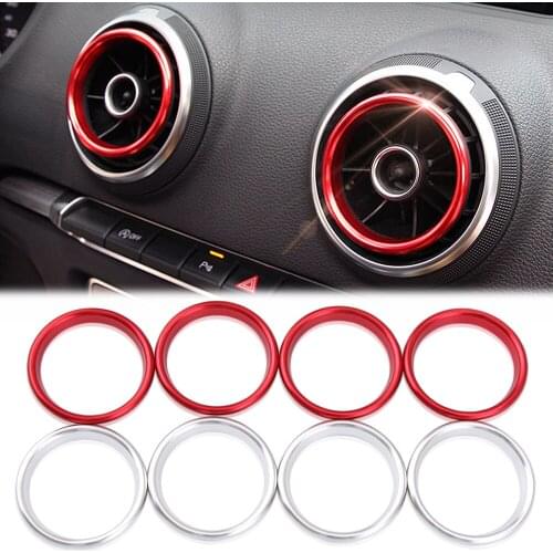 Center Console Air Conditioner Outlet Frame Cover Trim For Audi A3 8V 2013-2019 Interior Red Blue Silver Air Vents Circle Decals