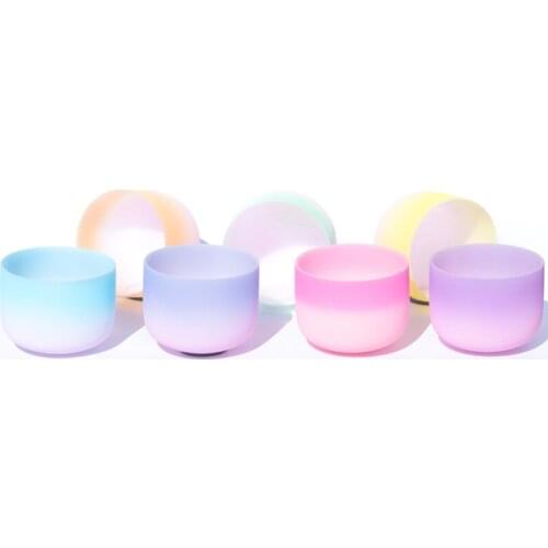 Candy series 8" Note C D E F G A B Chakra Pink Colored Frosted Quartz Crystal Singing Bowl