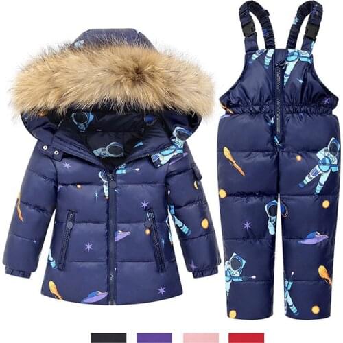 Winter Kids Down Coats Suit Toddler Baby Jacket for Girls Boys with Pants Outdoor Snowsuit Childrens Clothing Outwear Parkas