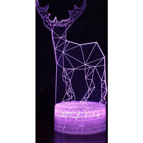 Long-horned deer theme 3D Lamp LED night light 7 Color Change Touch Mood Lamp Christmas present Dropshippping