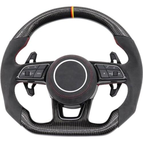 For Audi RS3 RS4 RS5 S5 S3 S4 S55 2016-2021 Carbon Fiber Racing Steering Wheel Perforated Leather