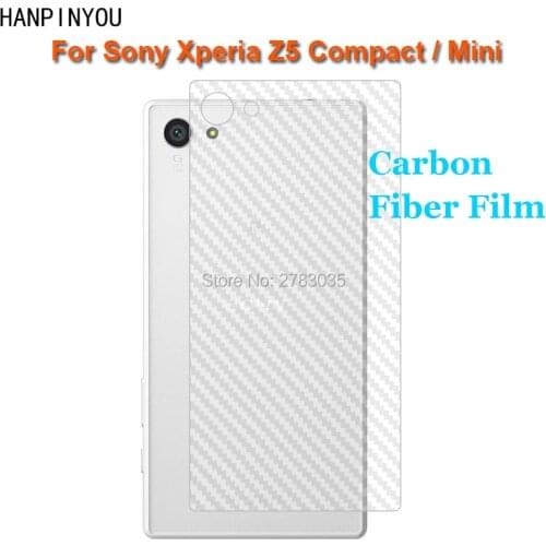 For Sony Xperia Z5 Compact /Mini 4.6" Durable 3D Anti-fingerprint Transparent Carbon Fiber Back Film Screen Protector Rear Cover