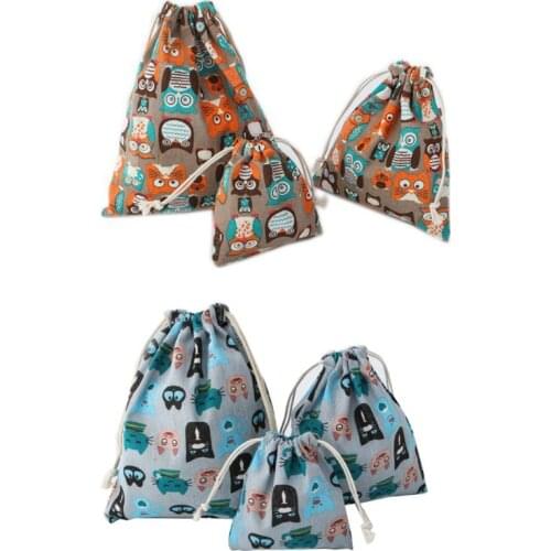 Owls Pattern Drawstring Portable Travel Storage Shoes Bag Organizer Pouch Packing Gift Bags 20CA